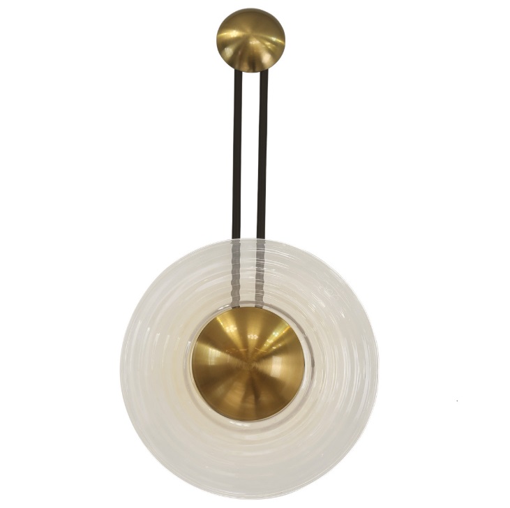Złoty kinkiet do salonu Bell LED CCT - transparentne szkło