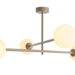 beżowa plafon z 4 kloszami kulkami na cienkich rurkach - lampa do niskiego sufitu - pinne aldex