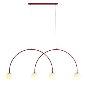 Podwójna bordowa lampa wisząca Una 4 Red Wine L - kule i łuki