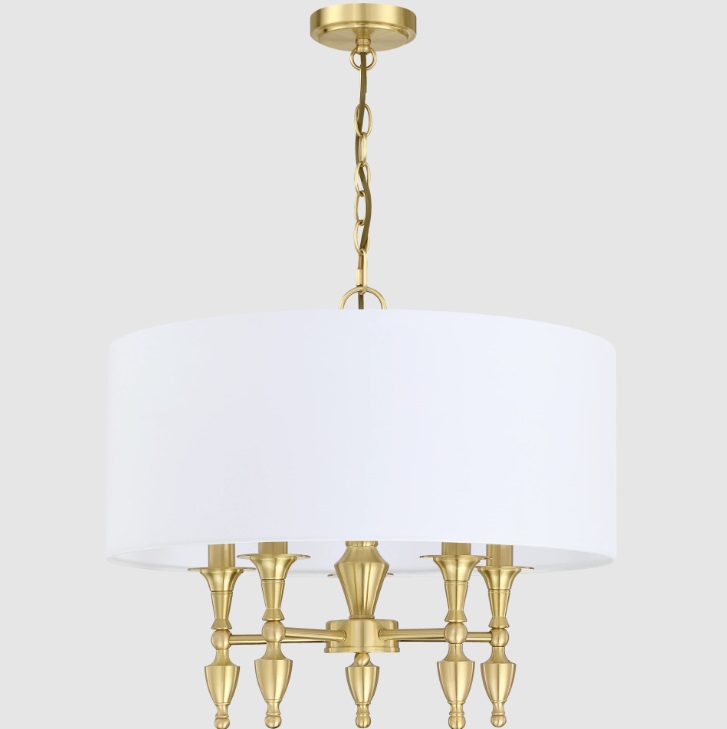 Biały żyrandol wiszący hampton Austin - złoty mosiądz