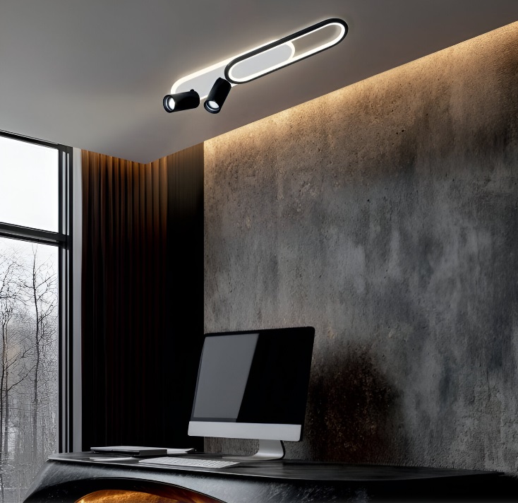 Czarna lampa ze spotami Parma 2+2 LED CCT - podświetlana