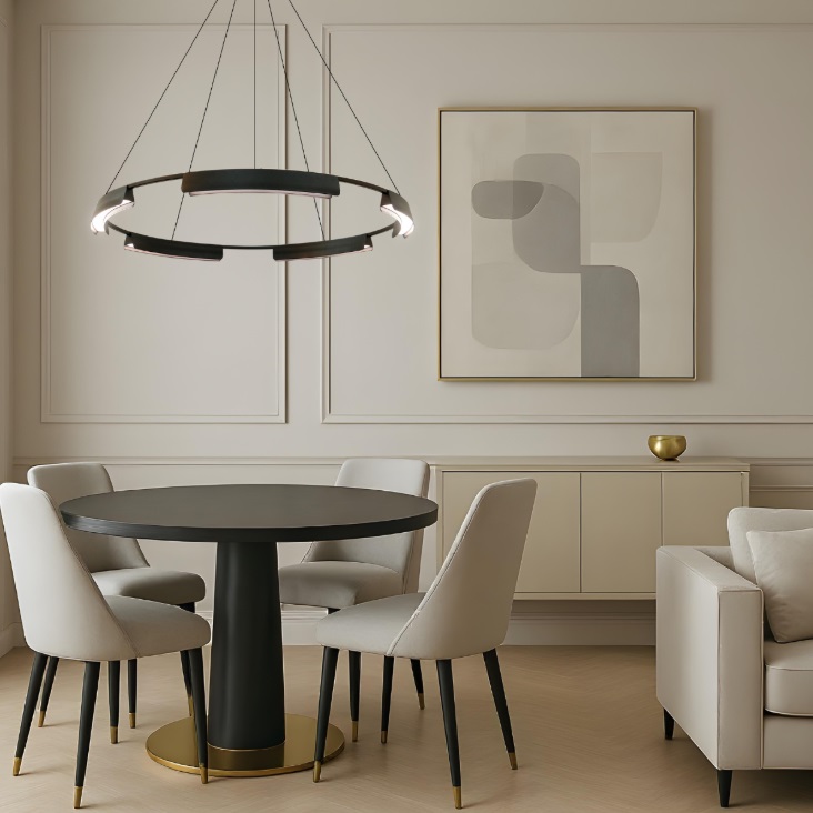 Czarny ledowy żyrandol do salonu Tura 80 CCT - 45W