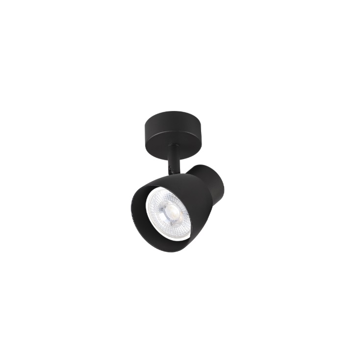 Czarny minimalistyczny reflektorek na sufit i ścianę Dravo - ruchomy