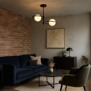 Czarny plafon sufitowy Dorado 2 - mleczne kule