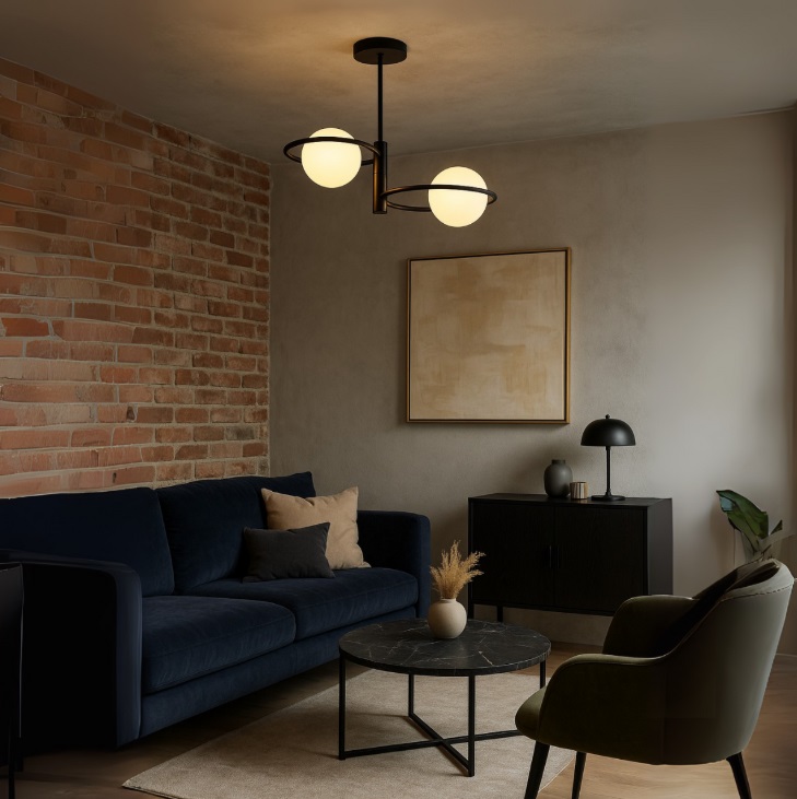 Czarny plafon sufitowy do sypialni Dorado 2 - mleczne kule