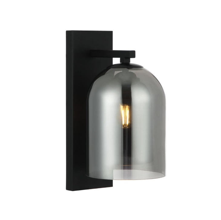 Dymiony kinkiet Elaris - szary szklany klosz