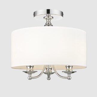 Elegancka srebrna lampa sufitowa Abu Dhabi - biały abażur