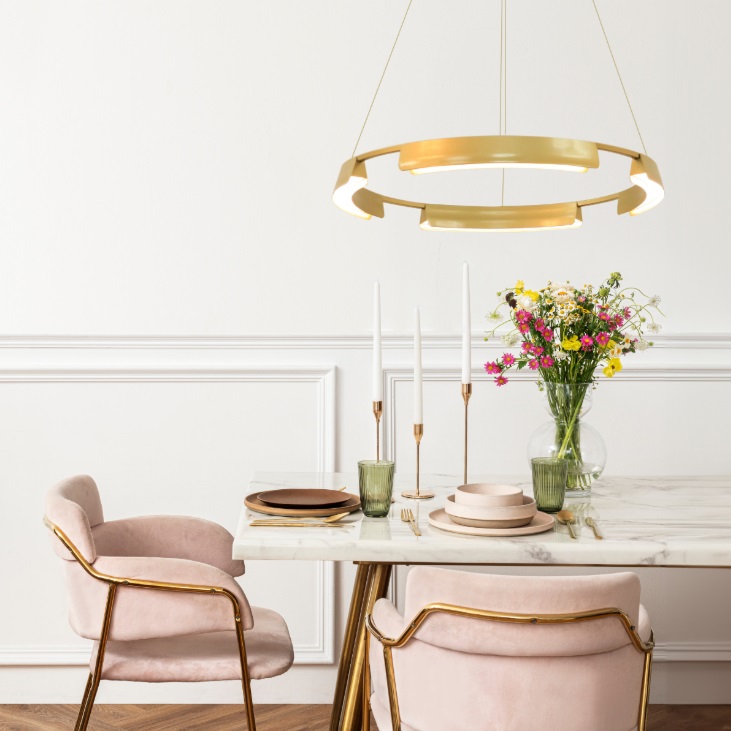 Elegancki żyrandol nad stół LED Tura 60 CCT - złoty 36W