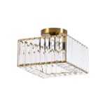 Kwadratowy plafon glamour z kryształów Vetro - złoty