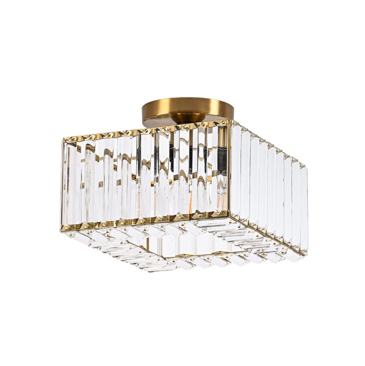 Kwadratowy plafon glamour z kryształów Vetro - złoty