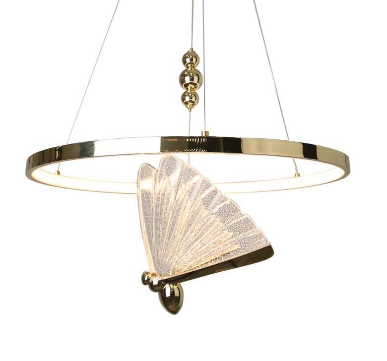 Lampa wisząca sufitowa art deco Marissa Ring - złoty motyl
