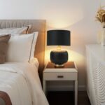 Lampka stołowa na szafkę nocną Tamiza 48 - czarny abażur