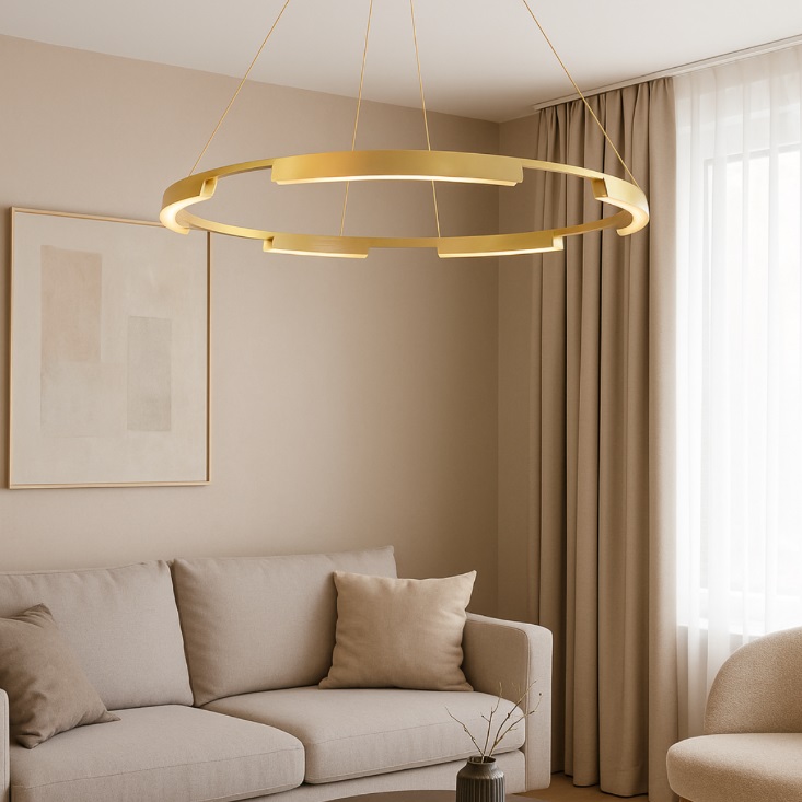 Okrągły złoty żyrandol do salonu Tura 80 CCT