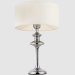 Srebrna lampa stołowa z białym abażurem Abu Dhabi - New York Classic