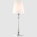 Srebrna lampka nocna Austin - elegancki biały abażur