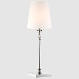 Srebrna lampka nocna Austin - elegancki biały abażur