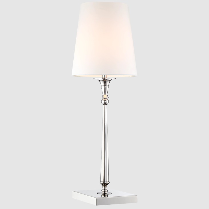 Srebrna lampka nocna Austin - elegancki biały abażur