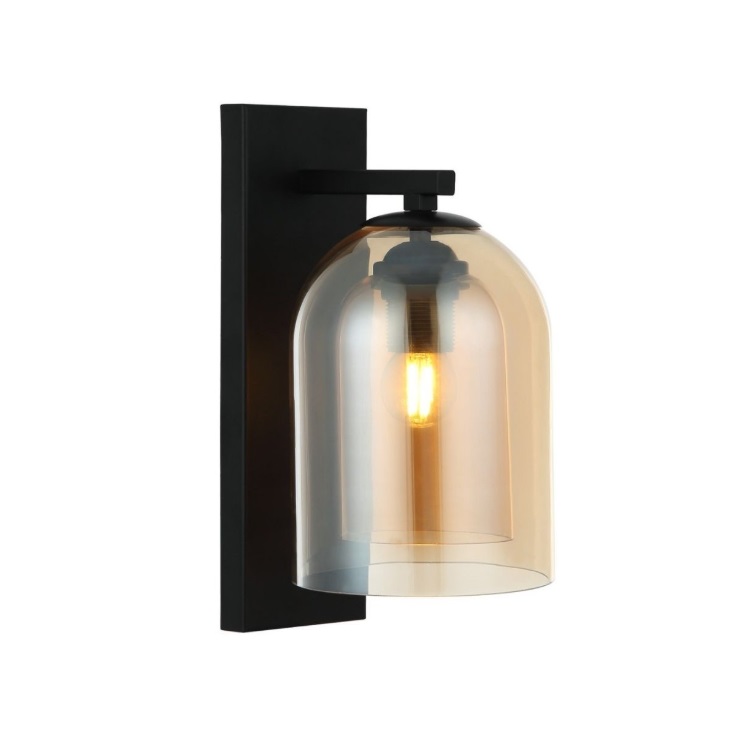 Szklany kinkiet Elaris - bursztynowy klosz