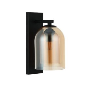 Szklany kinkiet Elaris - podwójny bursztynowy klosz