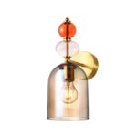 Szklany kinkiet Tropea - bursztynowy klosz i kolorowe kulki