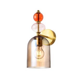 Szklany kinkiet Tropea - bursztynowy klosz i kolorowe kulki