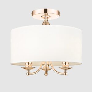Złota lampa sufitowa Abu Dhabi 40 w stylu New York  - biały abażur