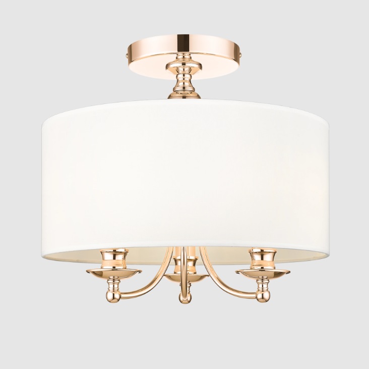 Złota lampa sufitowa Abu Dhabi 40 w stylu New York - biały abażur