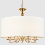 Złota lampa wisząca Abu Dhabi - New York, biały abażur