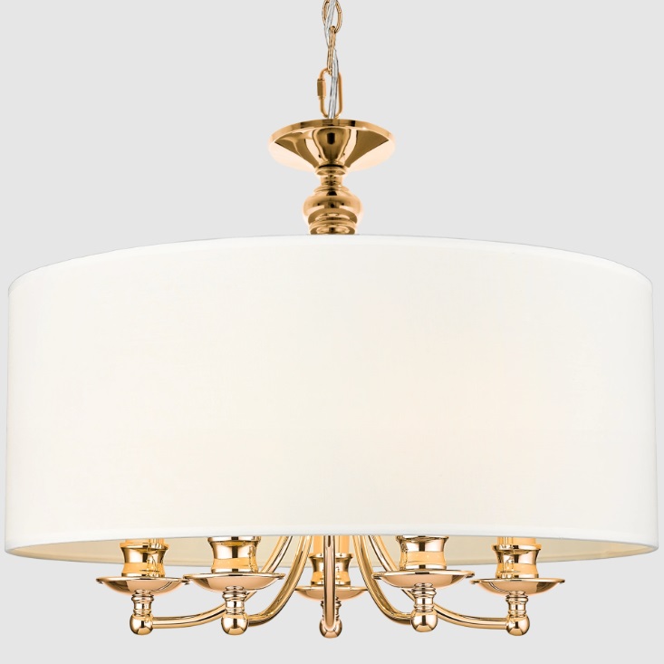 Złota lampa wisząca Abu Dhabi - New York, biały abażur