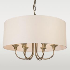 Złoto-biały żyrandol wiszacy Abu Dhabi 2 - abażur