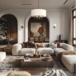 Złoto-biały żyrandol wiszący do salonu Abu Dhabi 2 - abażur