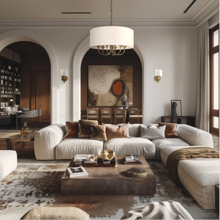 Złoto-biały żyrandol wiszący do salonu Abu Dhabi 2 - abażur