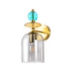 Złoty kinkiet Tropea - dekoracyjna niebieska kulka