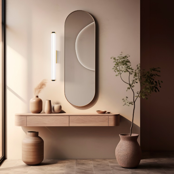 Złoty podłużny kinkiet obok lustra Vena 60 LED CCT IP44 - 12W