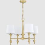 Złoty żyrandol Austin 4 - New York - białe abażury