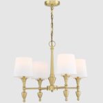Złoty żyrandol abażurowy Austin 4 - New York