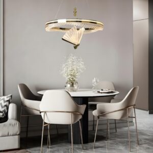 Złoty żyrandol art deco Marissa Ring 60 LED CCT - nad stół