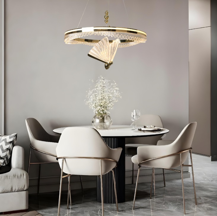 Złoty żyrandol art deco Marissa Ring 60 LED CCT - nad stół