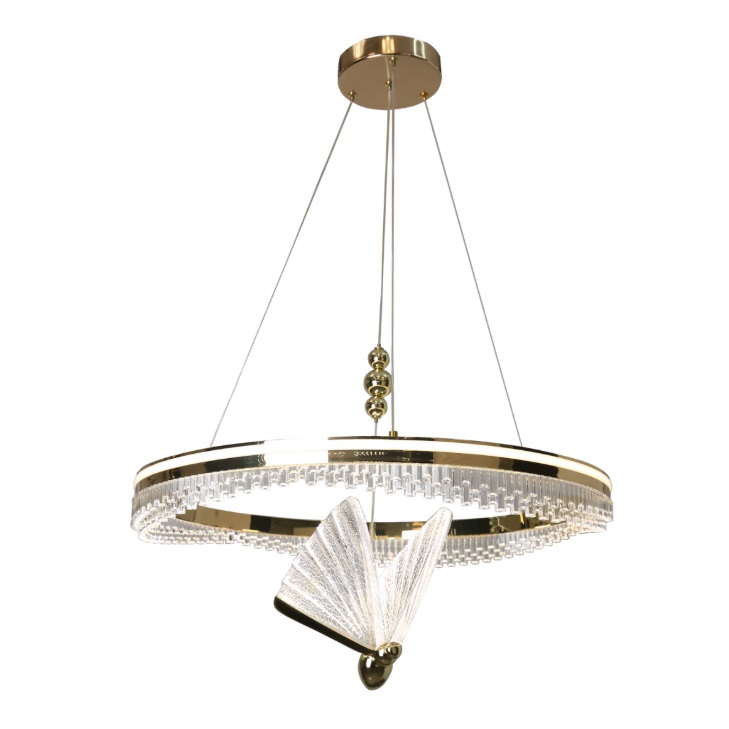 Złoty żyrandol art deco Marissa Ring 60 LED