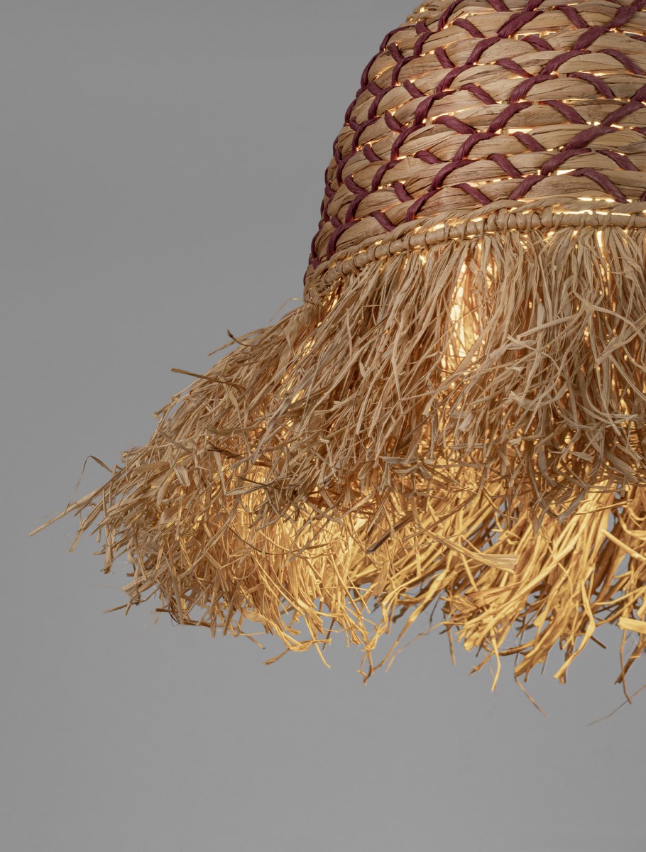 klosz lampy w stylu boho z trawy morskiej