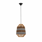lampa nowoczesna w stylu boho - klosz ze sznurka - brazowy niebieski klosz