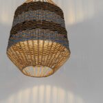 Stożkowa lampa wisząca Drift 30 - boho, niebieski klosz ze sznurka - 1