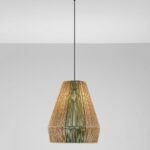 lampa wiszaca klosz trapezowy ze sznurka w stylu boho