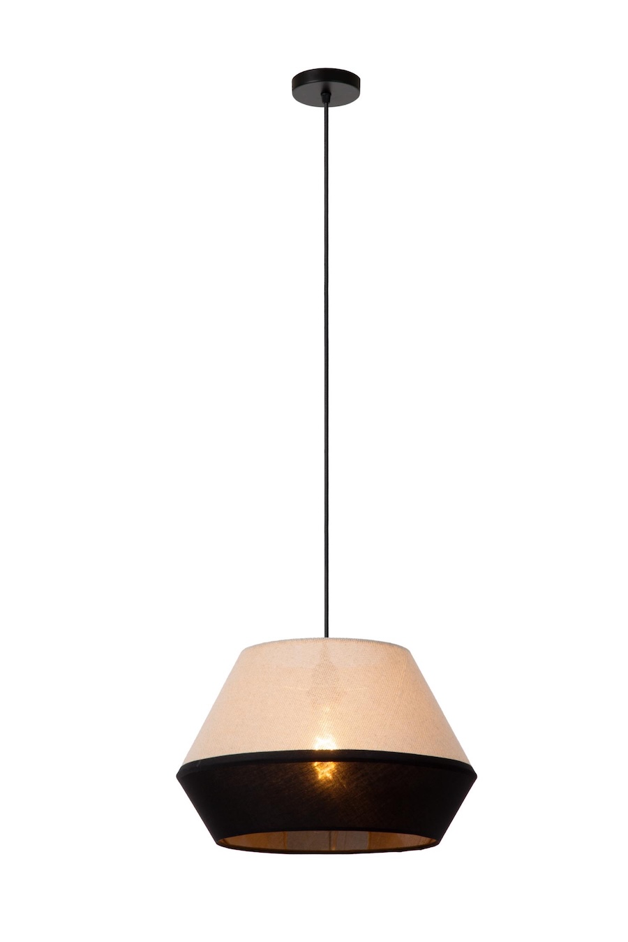 lampa wiszaca - klosz z materialu bialo-czarny styl japandi - Kala Lucide