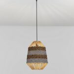 lampa wiszaca w stylu boho - bezowo niebieski klosz