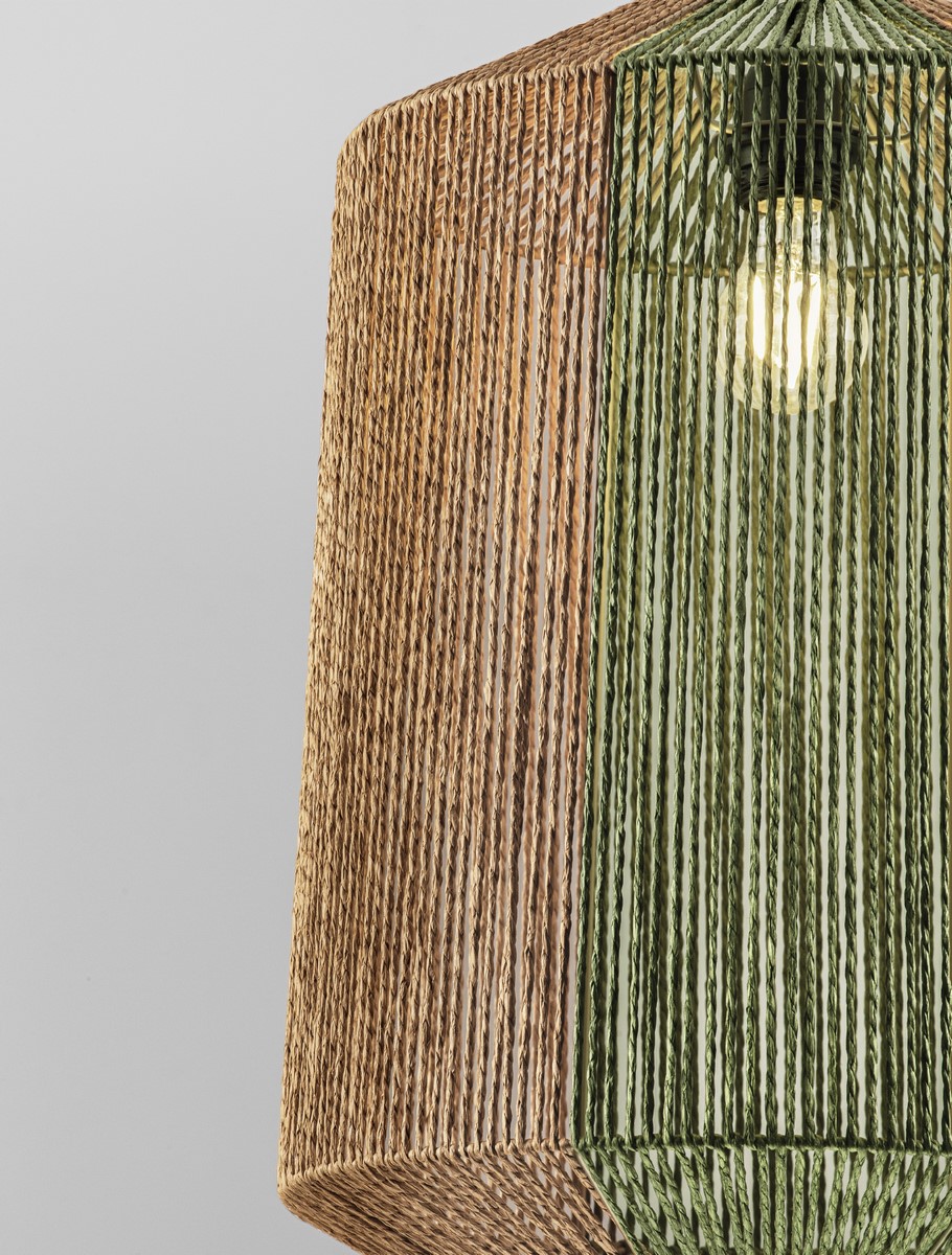 lampa wiszaca ze sznurka duzy klosz - lampa w kolorach ziemi