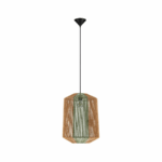 lampa wiszaca ze sznurka w stylu boho - brazowo zielona