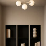 Beżowa lampa sufitowa Ardi do salonu - styl skandynawski