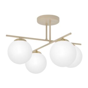 Beżowa lampa sufitowa Savia do salonu - białe szklane kule