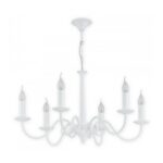 Biała lampa wisząca Asti 6 nad stół do jadalni – klasyczna